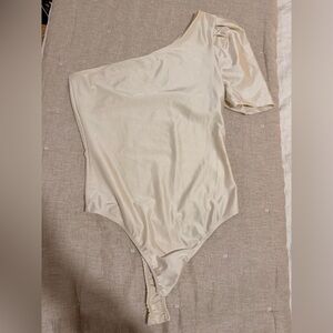 Elegant Cream One-Shoulder Bodysuit